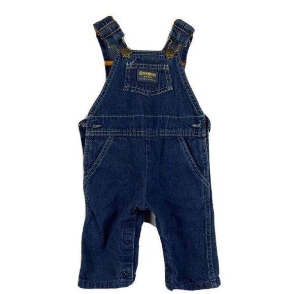 Oshkosh Baby Boys Size 6 Months Knit Denim Jean Vest Back Overalls - Picture 1 of 5
